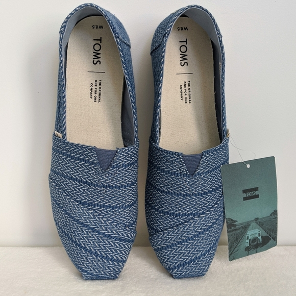 Toms Shoes - TOMS Classic Canvas Blue Herringbone Flat 8.5 NWT